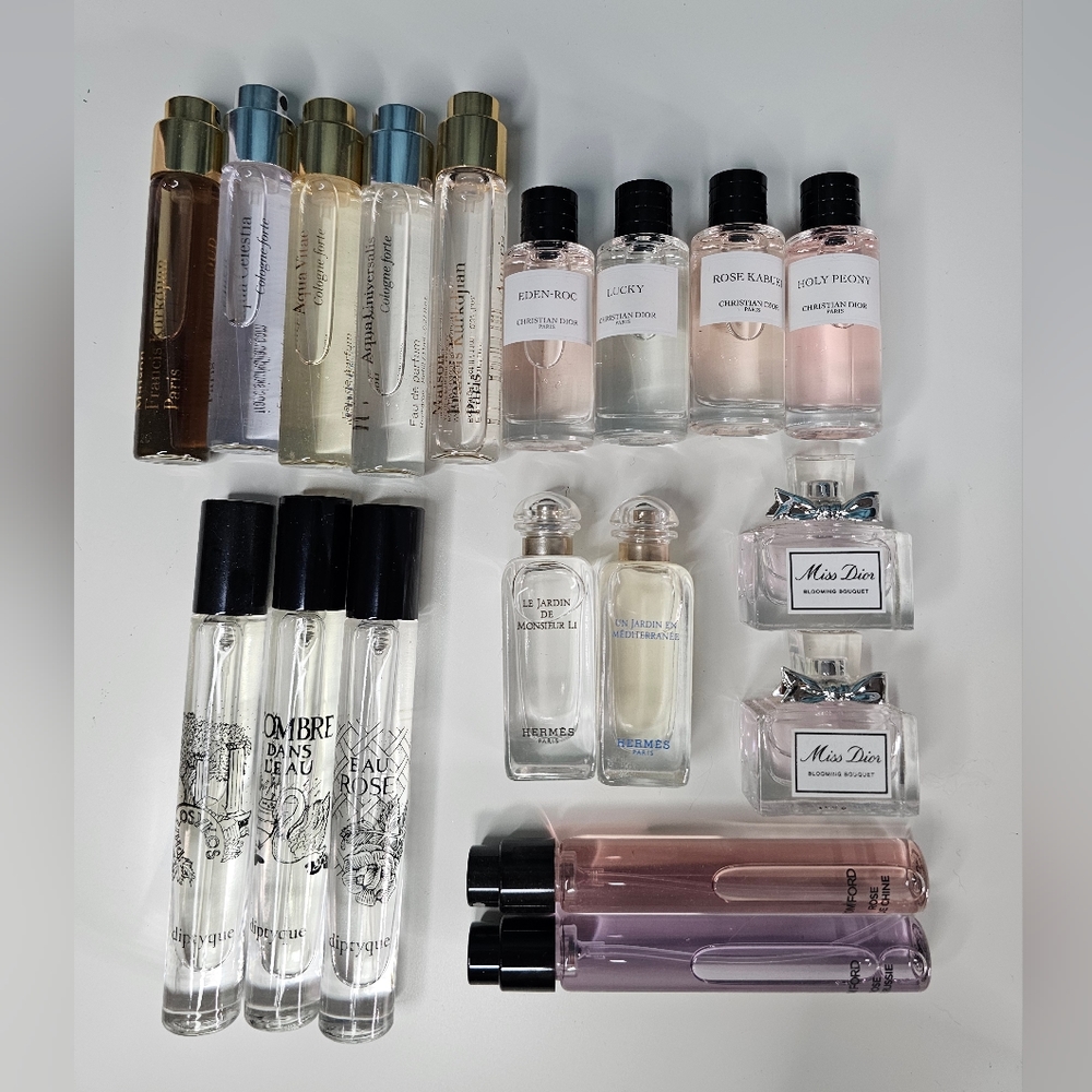 Diptyque, Tom Ford, Hermes, Dior, Maison Francis Kurkdjian ParisTravel Sizes